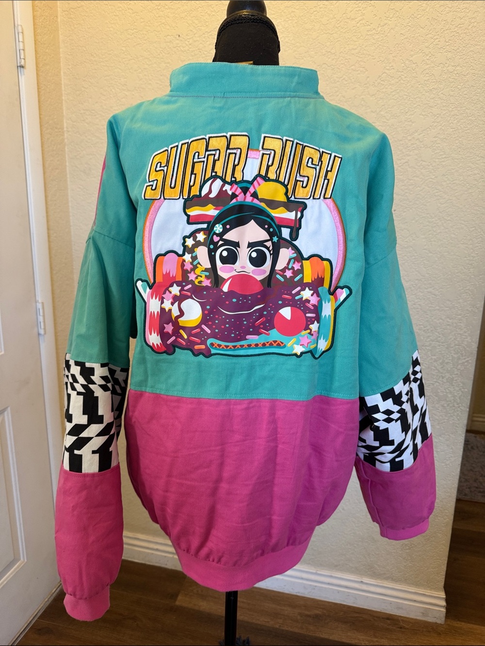 Vanellope Von Schweetz Sugar Rush jacket
Size XL Disney Box Lunch Exclusive